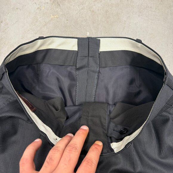 Salvatore Fazzari Ermenegildo Zegna Trofeo Suit Pinstripe Blue Wool 40 R 32x28 - Picture 11 of 13